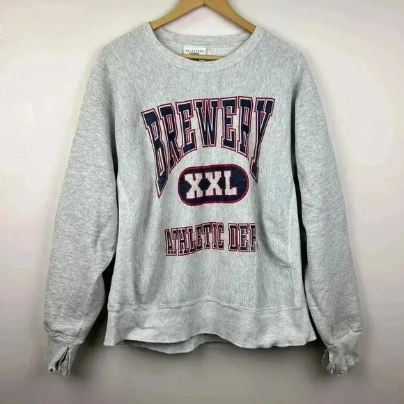 90s Vintage Lee Brewery Athletic Department Sweatshirt - XXL Size L - Picture 1 of 6